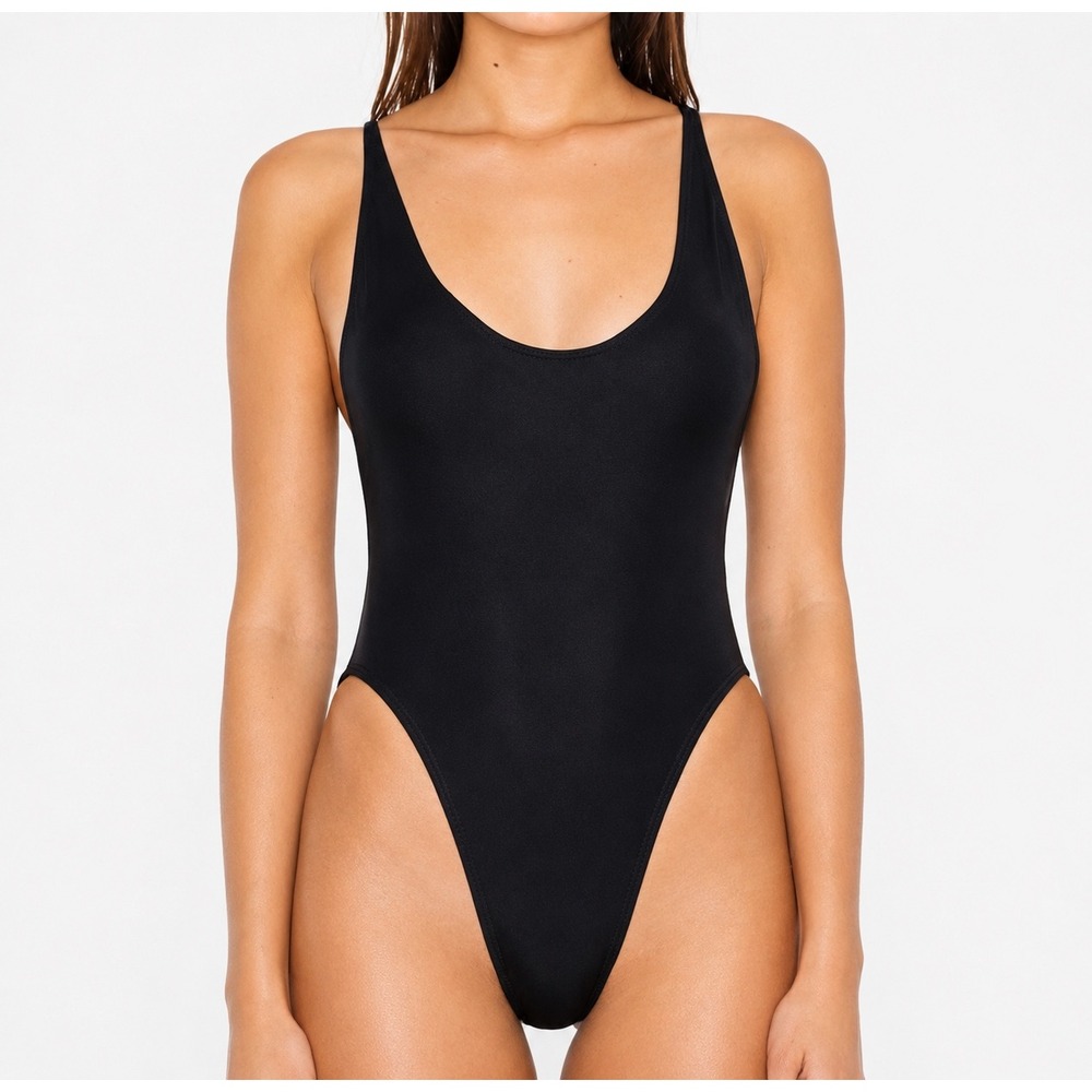 Vintage‎ American Apparel Tricot High Cut One Piece Swimsuit Black Medium - Picture 9 of 9